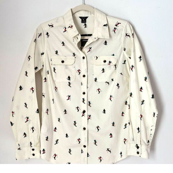 Eddie Bauer Women's Ski Novelty Print Shirt Size Medium New w/tag K58 - Picture 1 of 14